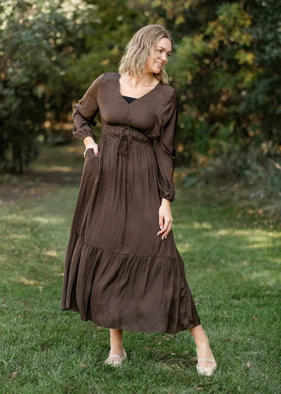 Tiered Satin Maxi Dress - FINAL SALE Bold Women's Animal Print