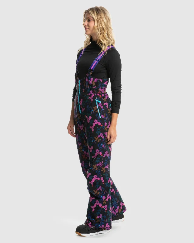 Womens Roxy X Rowley Insulated Bib Snow Pants Artistic Women's Hand - painted