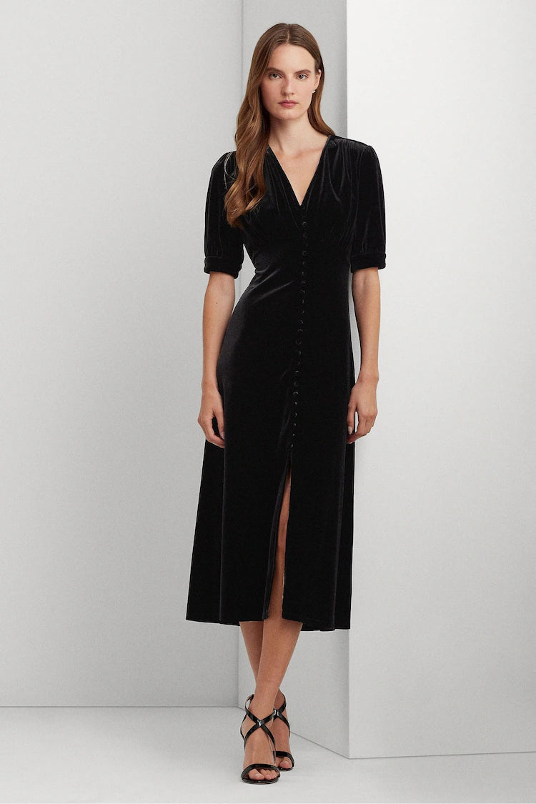 Black Velvet Vinyam Party Dress Feminine Women's Soft 