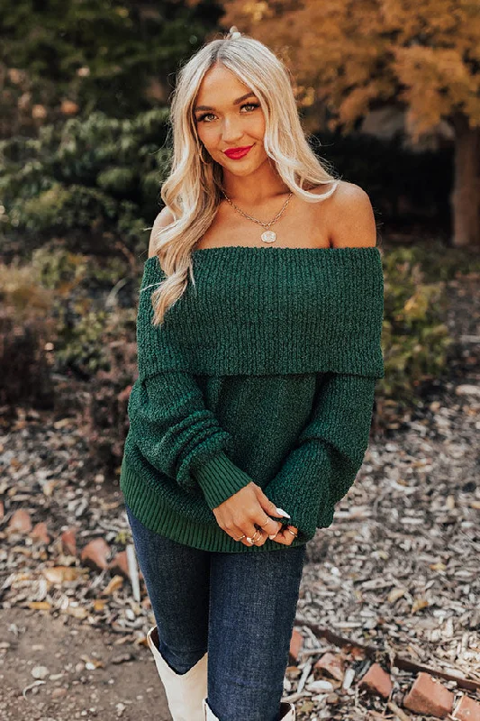 Curl Up And Get Cozy Knit Sweater In Hunter Green Bohemian Women's Free