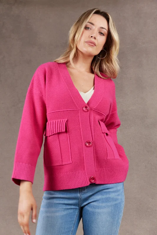 Nakako Pocket Cardigan - Magenta Refined Women's 