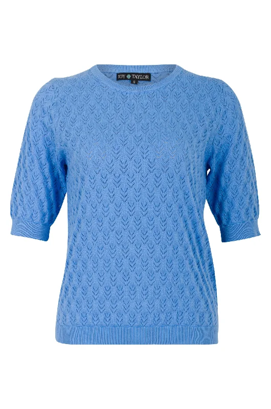100% Cotton Short sleeve Jersey | BLUE | 0011A1 Cool Women's Distressed