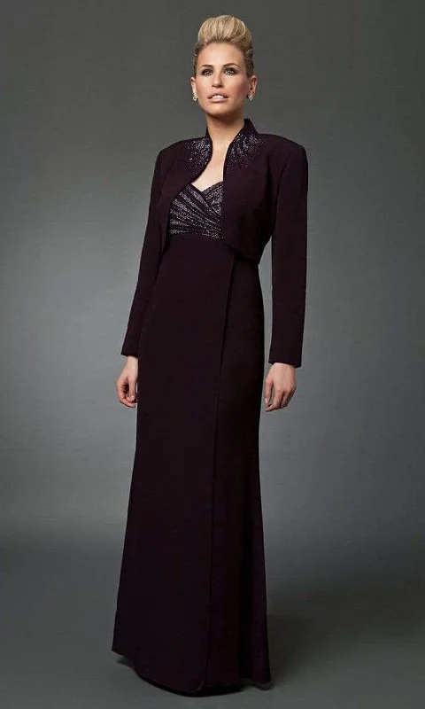 Alexander by Daymor - 3112 Adorned Empire Long Gown with Long Sleeve Bolero Bold Women's Animal Print