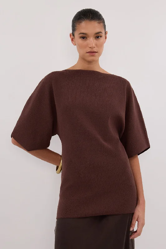 LIA WALNUT SLEEVED KNIT TOP Dynamic Women's High - energy
