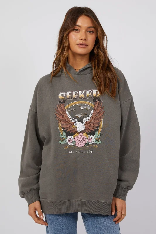 Seeker Oversized Hoodie| Charcoal Sporty Women's Athleisure 