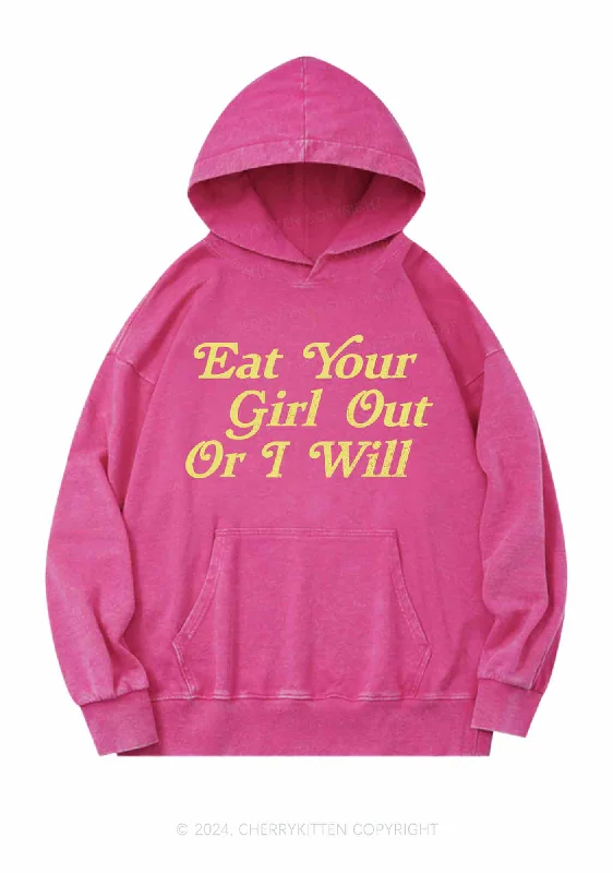 Eat Your Girl Out Y2K Washed Hoodie Cherrykitten Modern Women's 