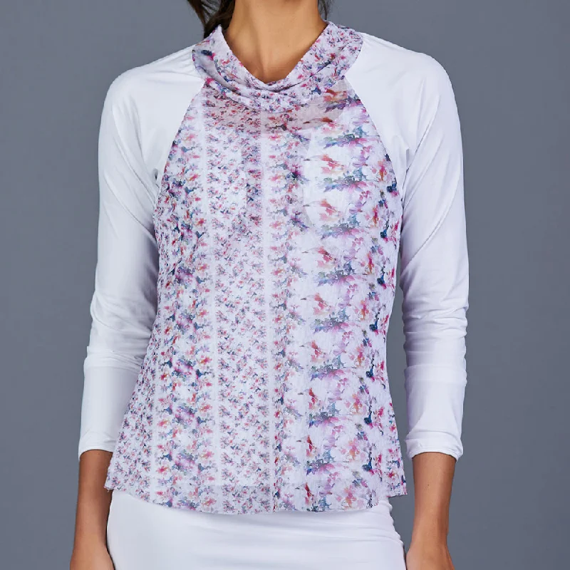 Boho Luxe Sheer-body Drape Neck Top Casual Women's Japanese 