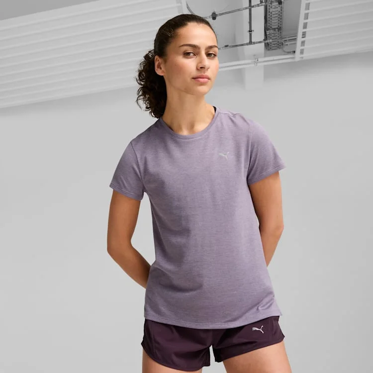 PUMA WOMEN'S RUN FAVOURITE HEATHER PLUM TEE Trendy Women's 