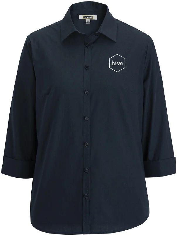 Edwards Ladies Essential Broadcloth Shirt 3/4 Sleeve Edgy Women's Punk
