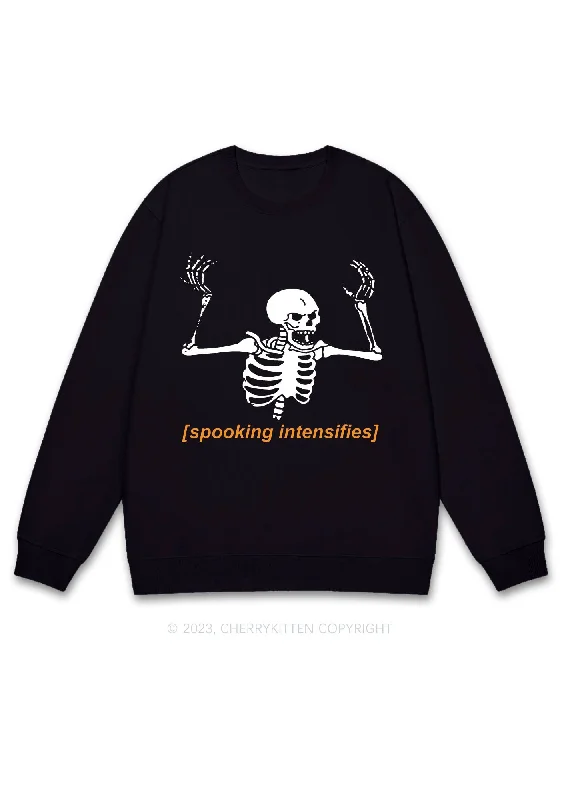 Spooking Intensifies Halloween Y2K Sweatshirt Cherrykitten Minimalist Women's Casual