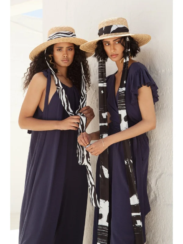 Sustainable Leer Pants - Solid Navy Trendy Women's 