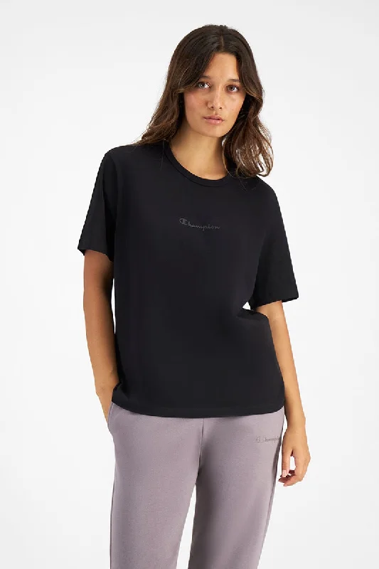 CHAMPION WOMEN'S SCRIPT TONAL BLACK TEE Modern Women's Tech