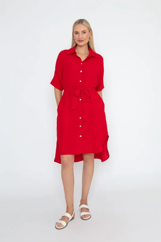 Resort Dress in Red Sporty Women's Athleisure 