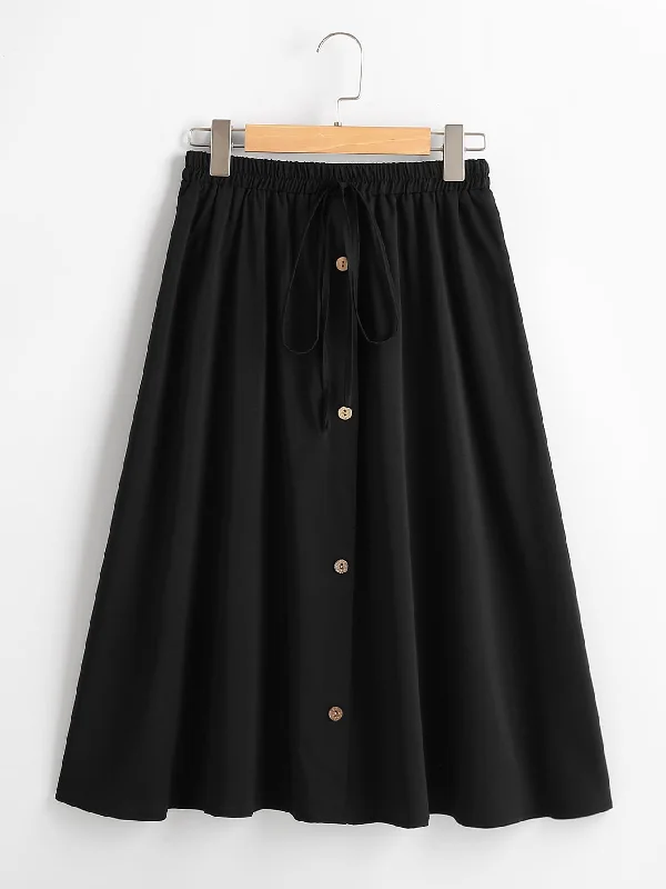 Plain Knot Midi Plus Size Skirt Feminine Women's Style 
