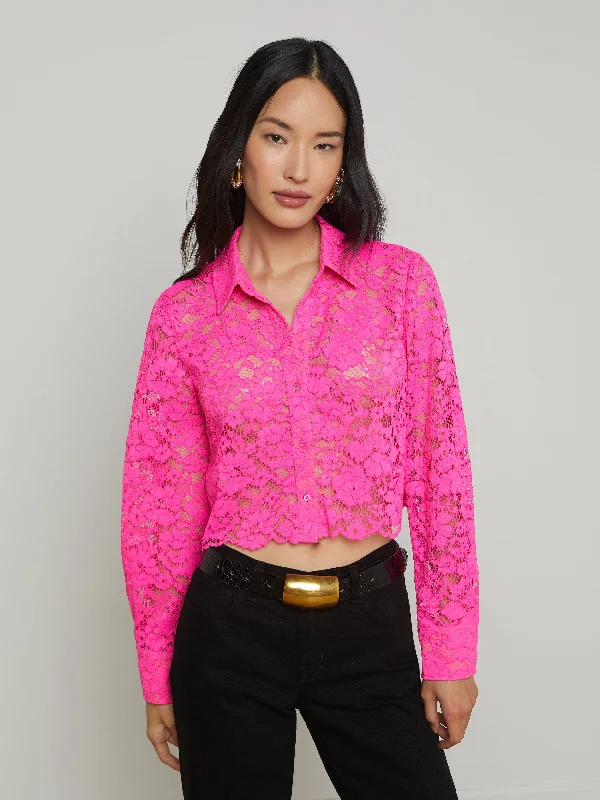 Akemi Lace Cropped Blouse Casual Women's Japanese 