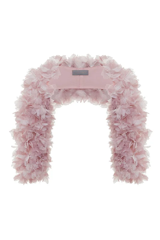 Voluminous bolero with a floral trim Earthy Women's 