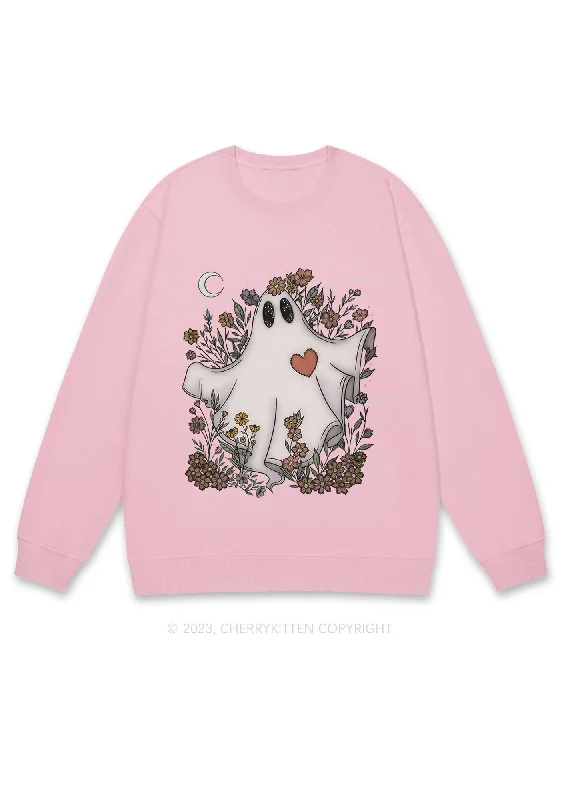 Halloween Floral Ghost Y2K Sweatshirt Cherrykitten Relaxed Women's 