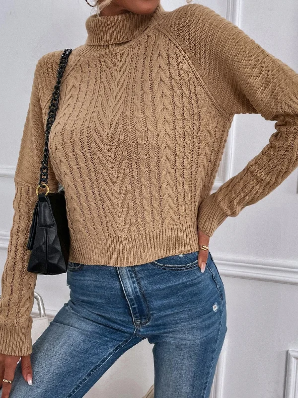 Casual Plain Long Sleeve High Neck Regular Women Sweater Elegant Women's Formal 