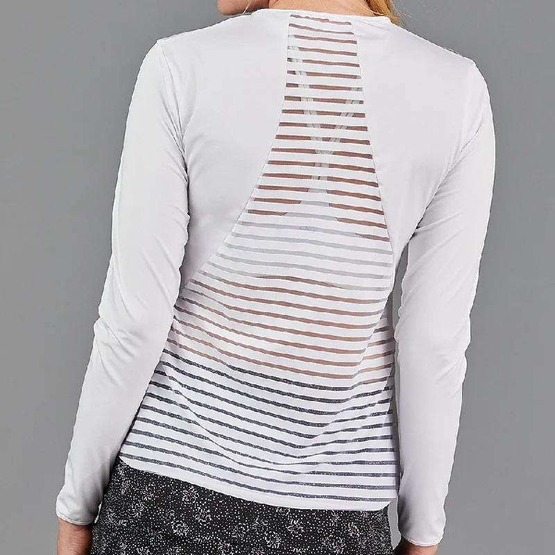 Jade Long-Sleeve Top (white stripe) Feminine Women's Soft 