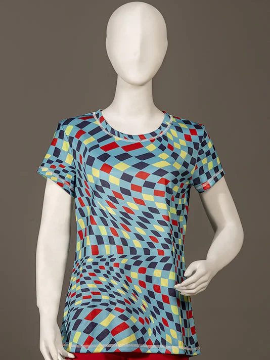 Crew Neck Square Printed Sports T-shirt Adventure