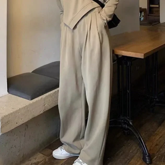 Solid Color Casual Straight Wide Leg Trousers Wholesale Pants Women'S Loose Sweatpants Earthy Women's Hemp - based