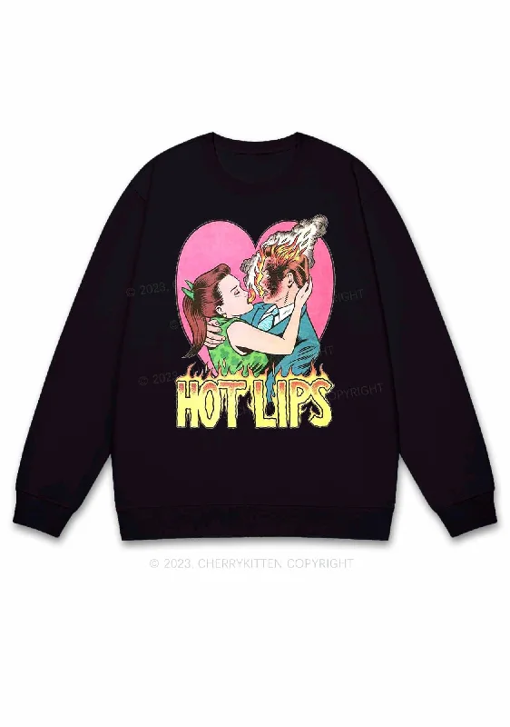 Hot Lips Y2K Sweatshirt Cherrykitten French