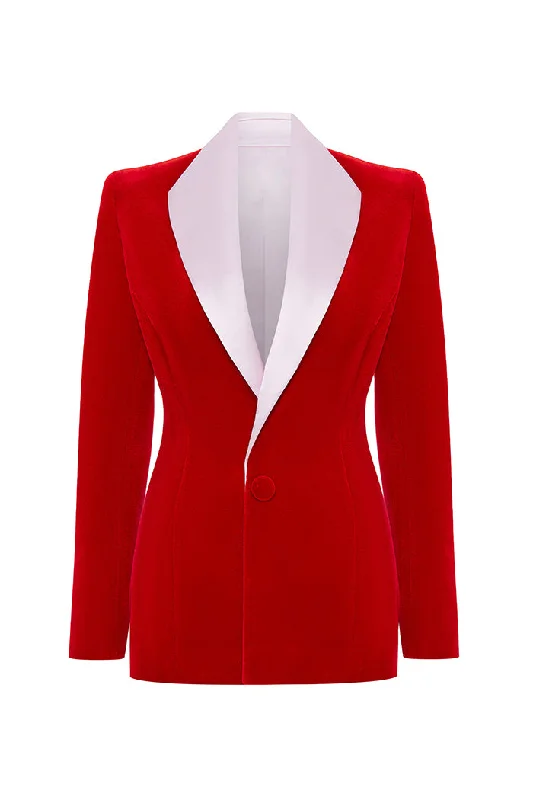 Single-breasted velvet and satin jacket purpose