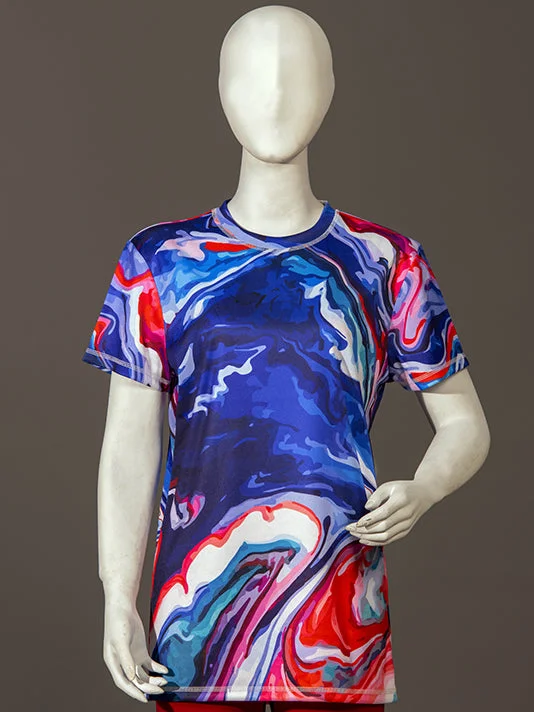 Crew Neck Blue Tie & Dye Sports T-shirt Women