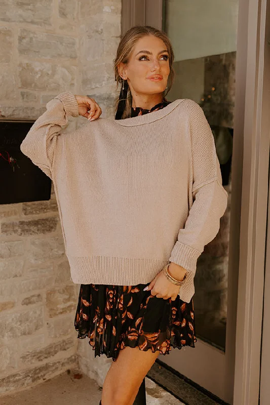 Mind Your Manners Knit Sweater In Taupe Preppy Women's College