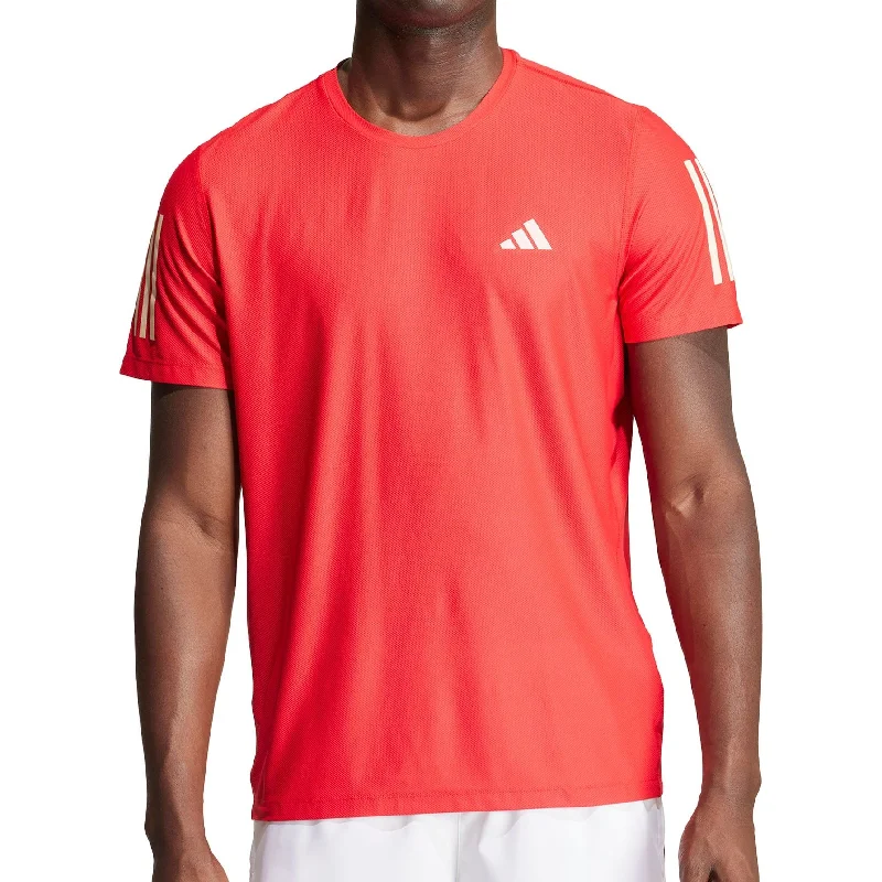 adidas Own The Run Short Sleeve Mens Running Top - Red Monochromatic All - in - one