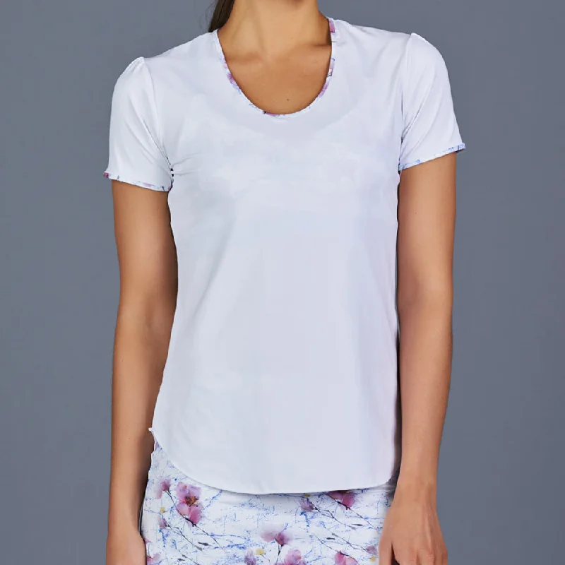 Spring Marble T-Shirt Top (White) Practical Women's Quick - dry