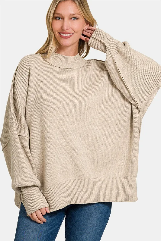Side Sit Oversize Sweater Sharp Women's Italian