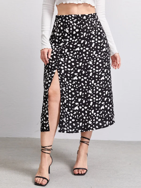 All Over Print Zipper Long Plus Size Skirt Dynamic Women's Moto