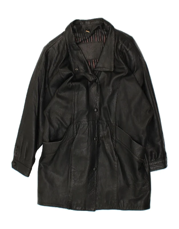 SARDAR Womens Leather Coat UK 18 XL Black Leather Street