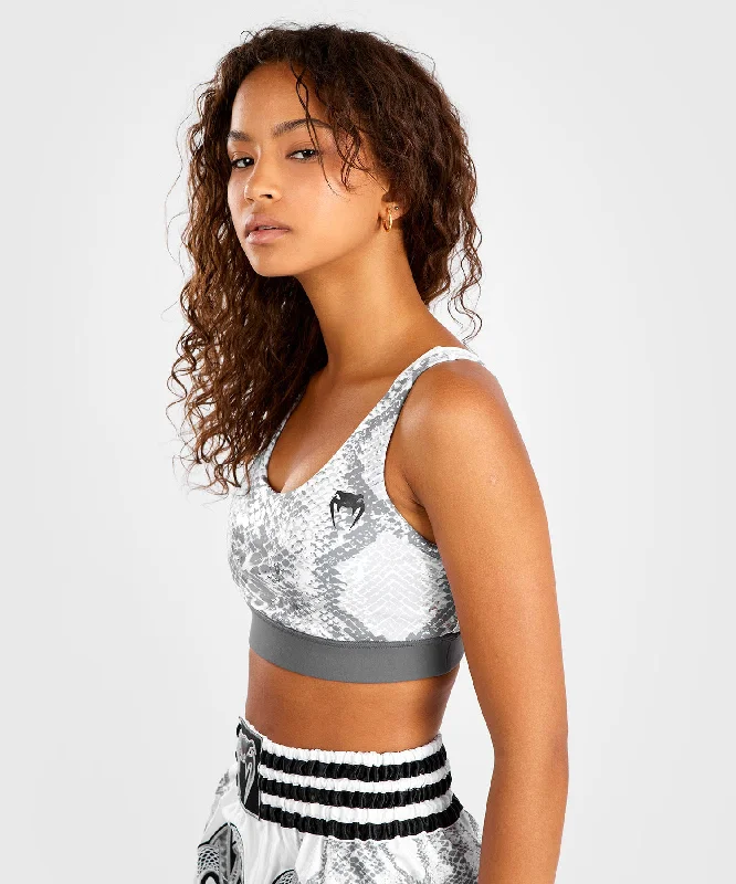 Venum White Snake Sport Bra for Women - White Dynamic Women's Moto