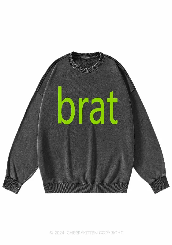 Green Brat Y2K Washed Sweatshirts Cherrykitten Relaxed Women's Beachy