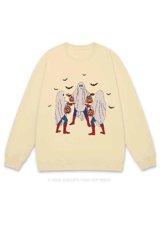 Three Ghost Spiderman Halloween Y2K Sweatshirt Cherrykitten Sophisticated Women's Tailored