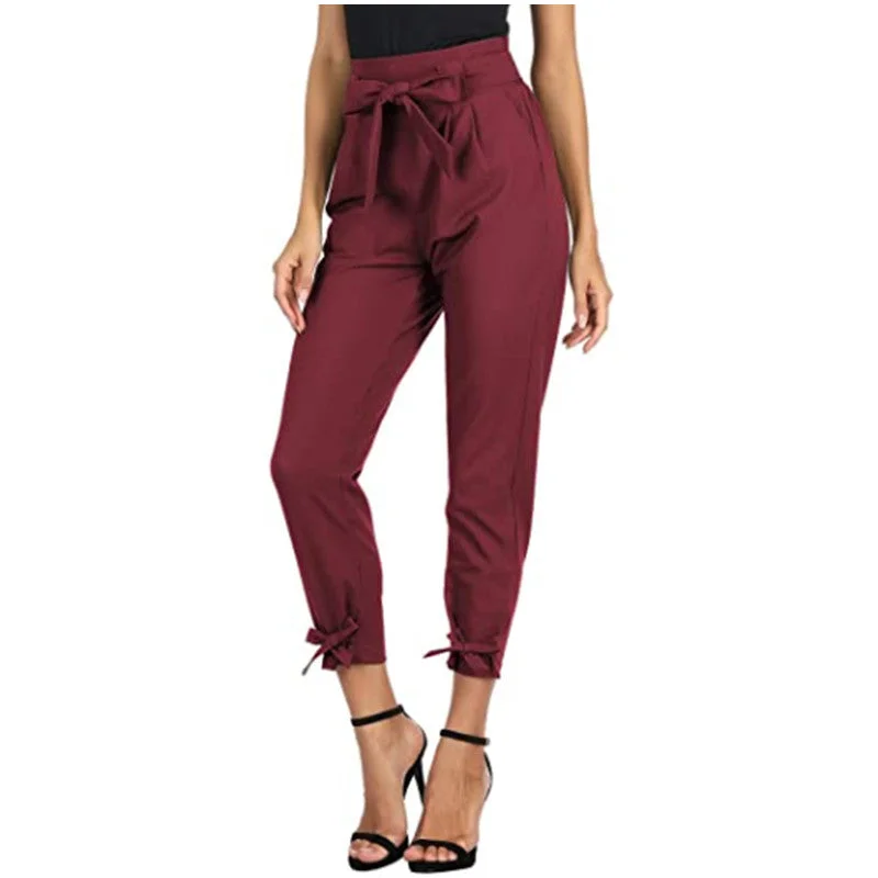 Trendy High Waist Bowknot Business Casual Women'S Pencil Trousers With Pocket Wholesale Pants Online SP531440 Australian Beach