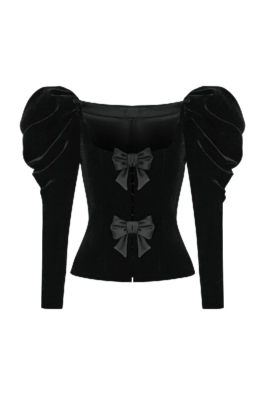 Velvet blazer with voluminous sleeves and cutouts Trendy Women's 