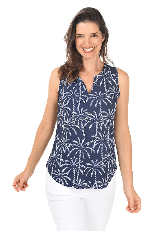 Rope Palms UPF50+ Split Neck Sleeveless Top Dapper Women's 1920S