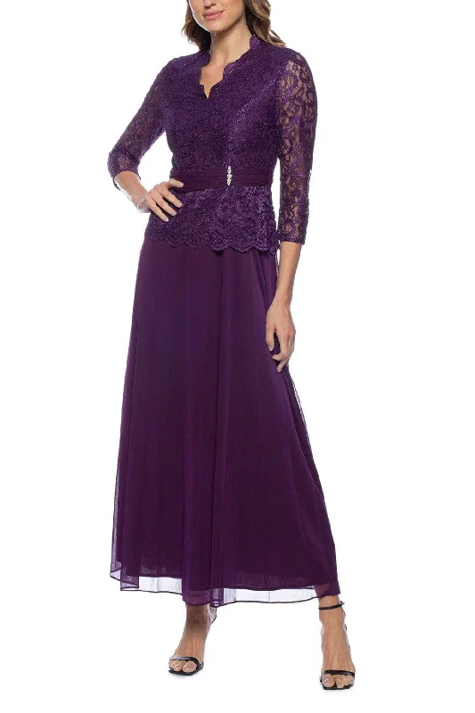 Marina 268177 - Embroidered Scalloped V-Neck Formal Dress Athletic Women's High - 
