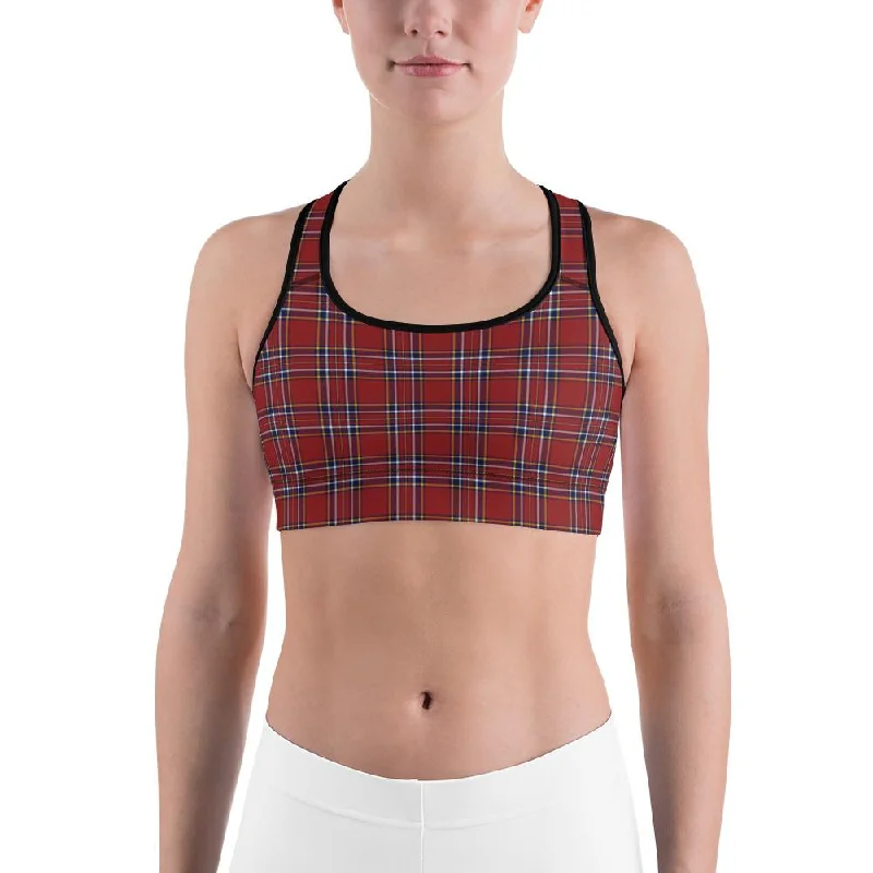 Deep Red Tartan Sports Bra garde