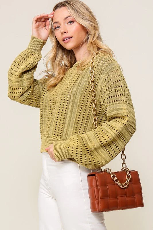 Acid Wash Round Neck Sweater Sustainable Organic