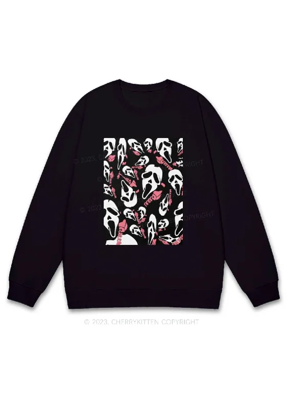 Horror Ghost Hang Up Halloween Y2K Sweatshirt Cherrykitten Trendy Women's Oversized