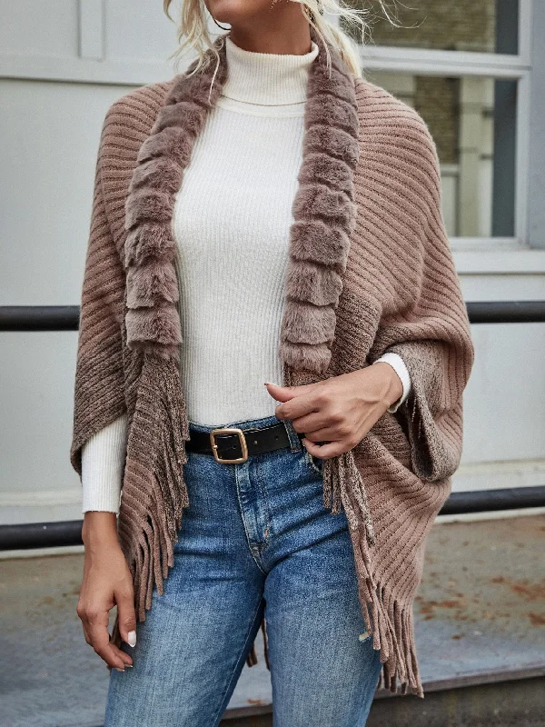 Casual Plain Fringe Three Quarter Length Sleeve Asymmetrical Short Women Cardigan performance