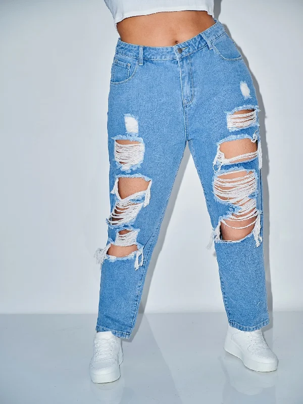 Plain Zipper High Waist Long Plus Size Jeans Modern Women's 
