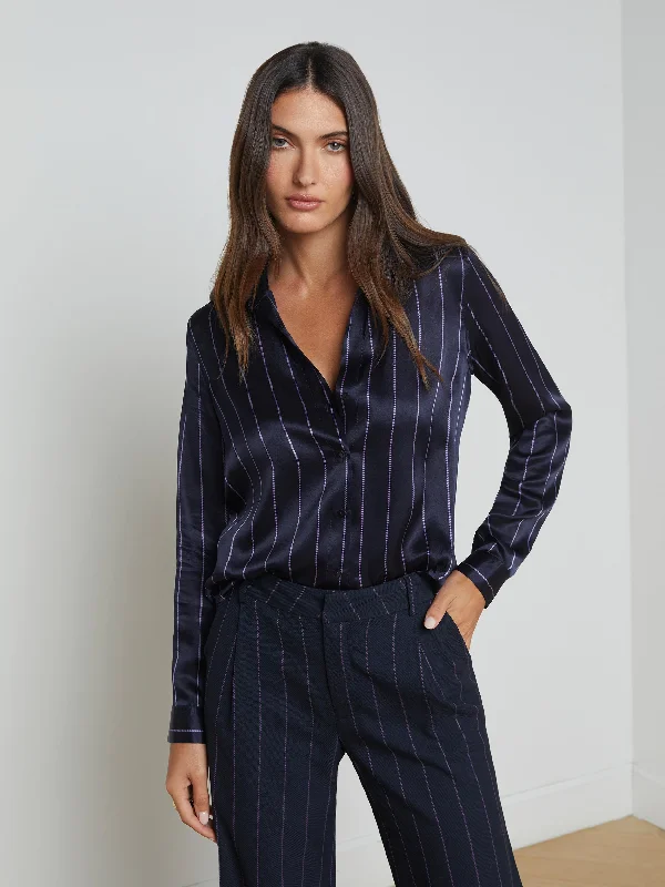 Tyler Silk Blouse Hip Women's Retro
