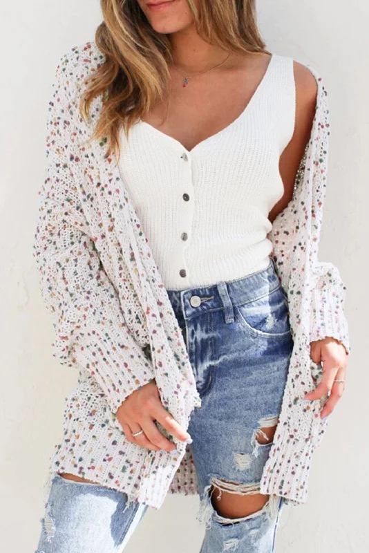 Confetti Rib Knit Long Sleeve Cardigan Practical Women's Quick - dry