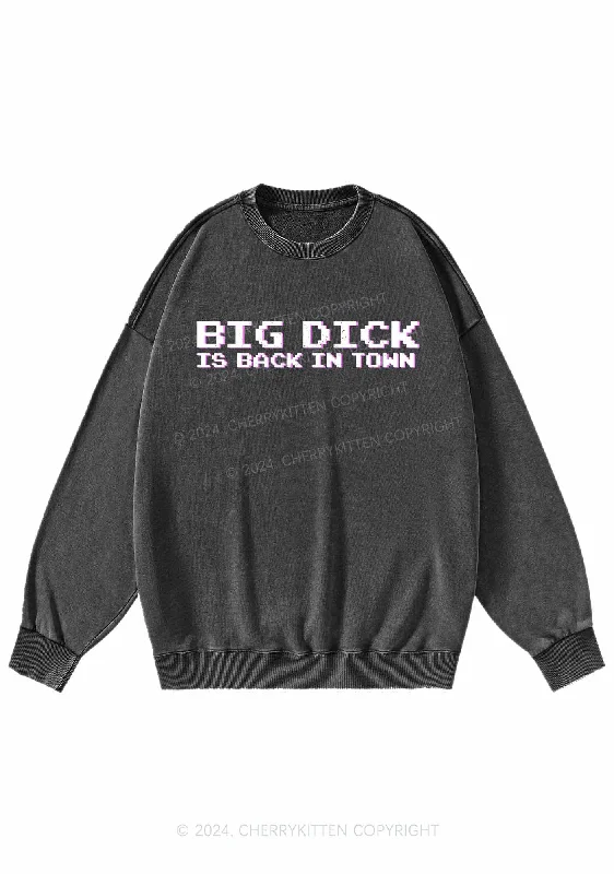 Big Is Back In Town Y2K Washed Sweatshirts Cherrykitten Cozy Women's Sherpa - lined