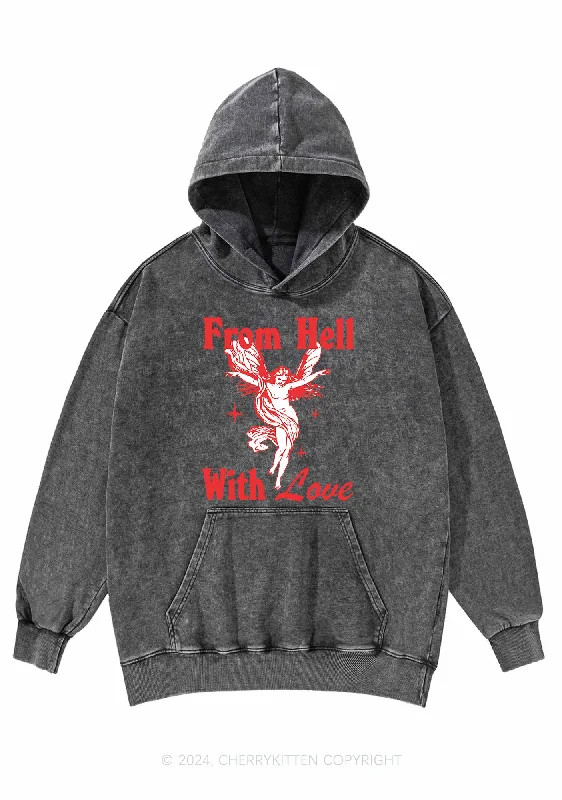 From Hell With Love Y2K Washed Hoodie Cherrykitten Geometric